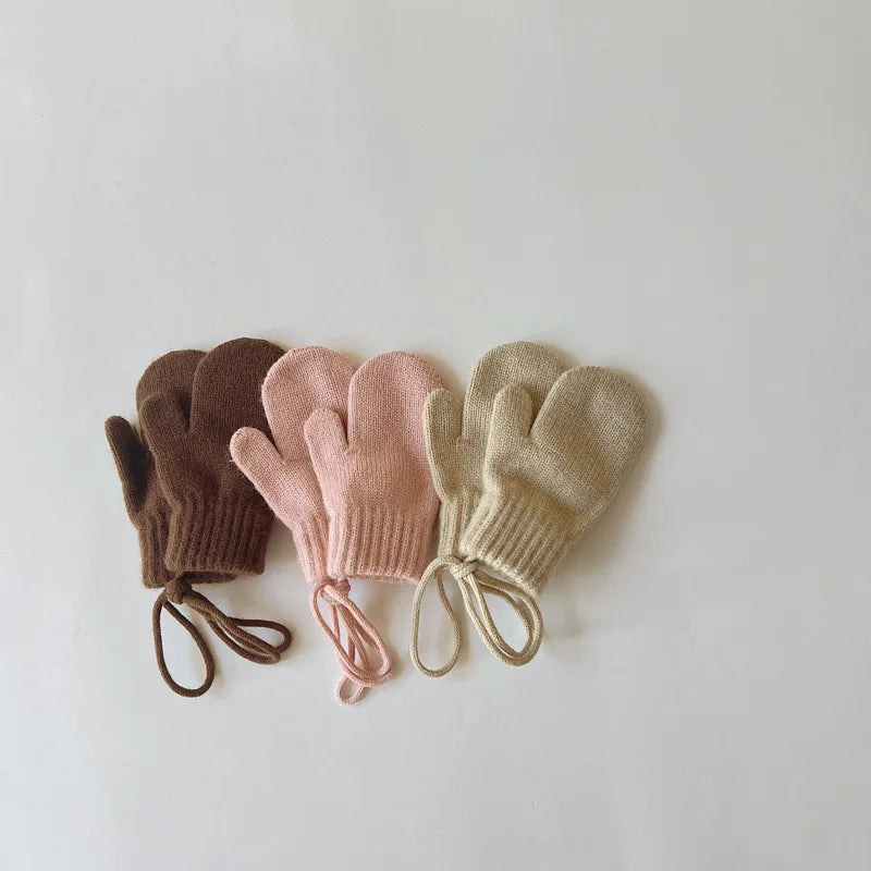 Brown, Pink, Baby Winter mittens