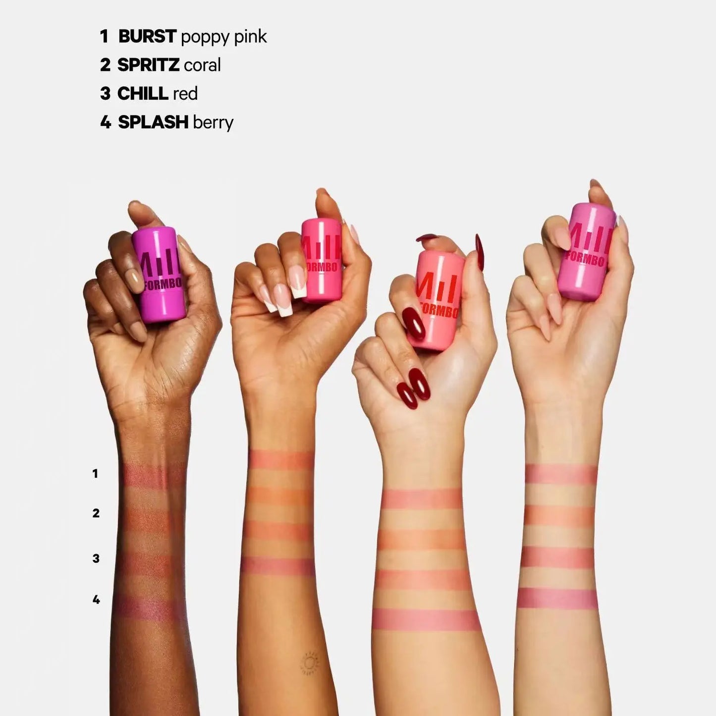 Pink Jelly Blush, showing 4 hands