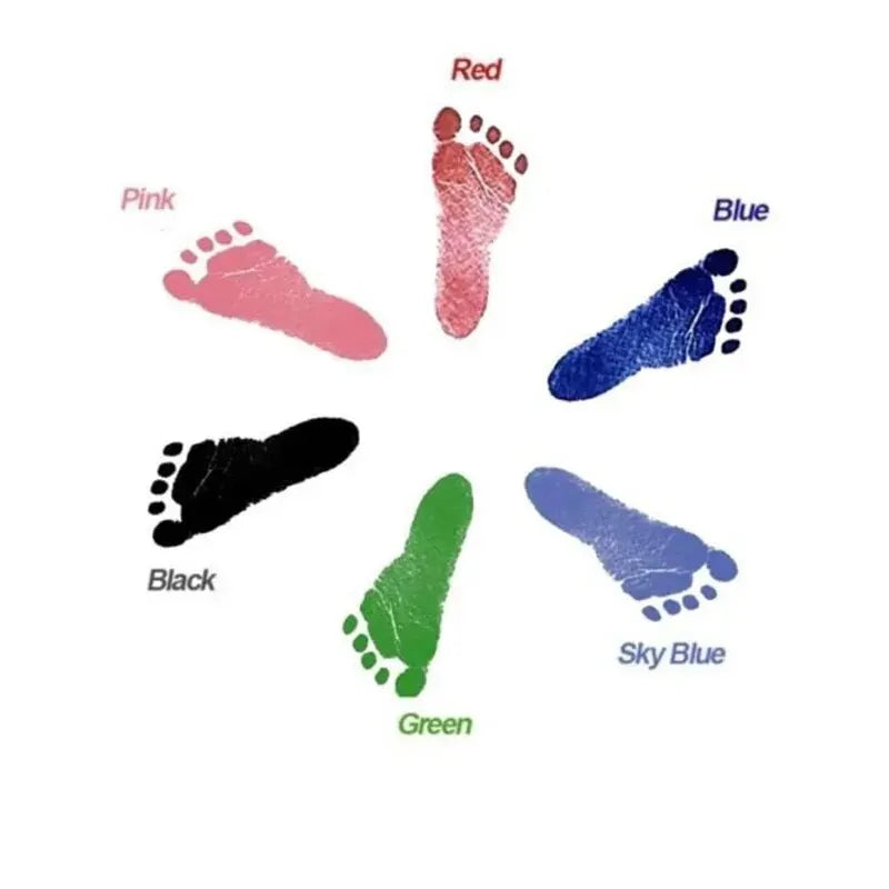 Black and White Baby Foot and Hand print, blue, Red, Green, Black, Pink
