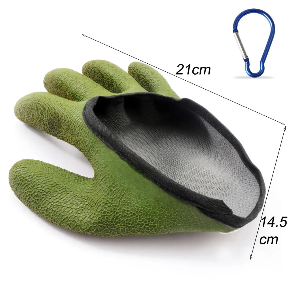 Green Fishing Gloves 21cm x 14.5cm