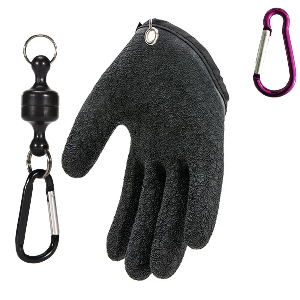 Black Clip and Black Gray Fishing Glove