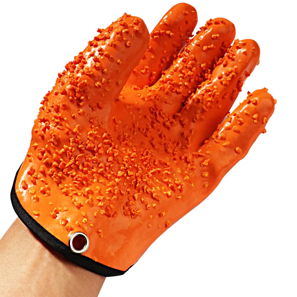 Orange Waterpoof fishing gloves