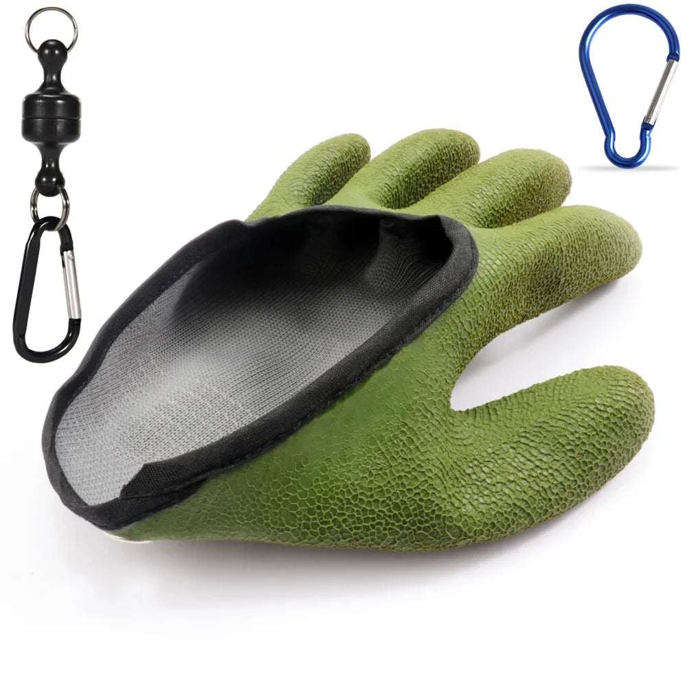 Green Fishing Gloves