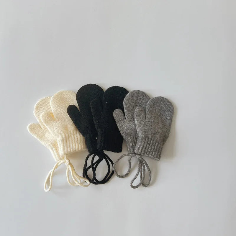 White, Black Gray Baby Infant winter gloves