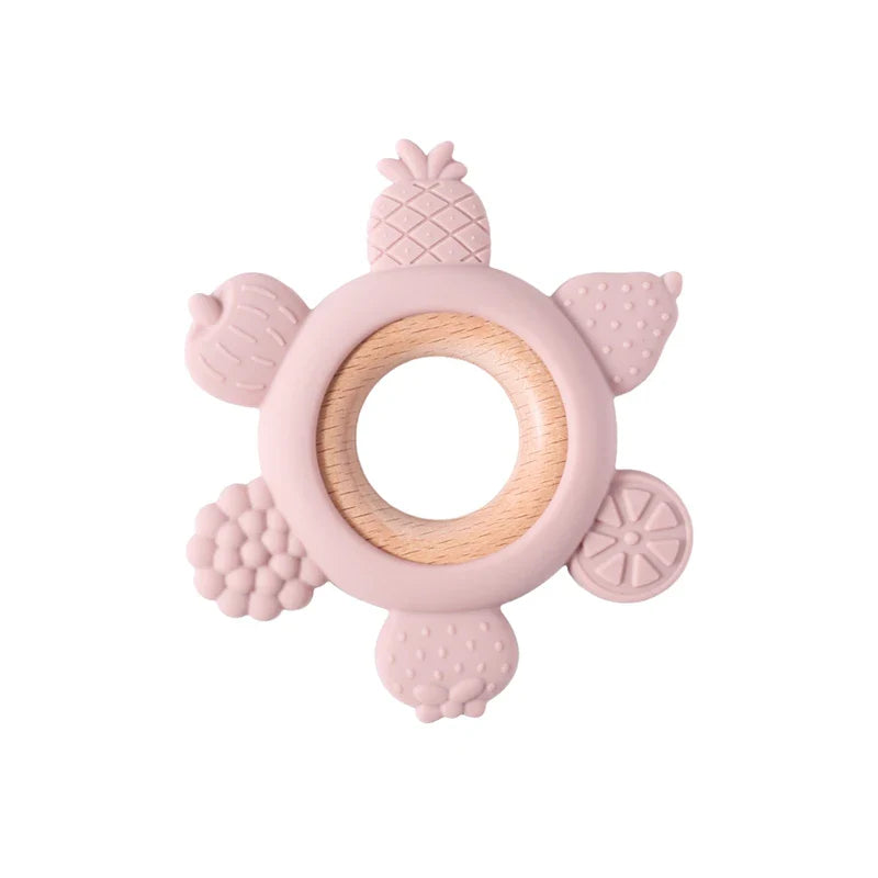 Pink round teether