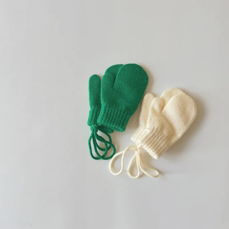 Green White Baby Infant winter gloves