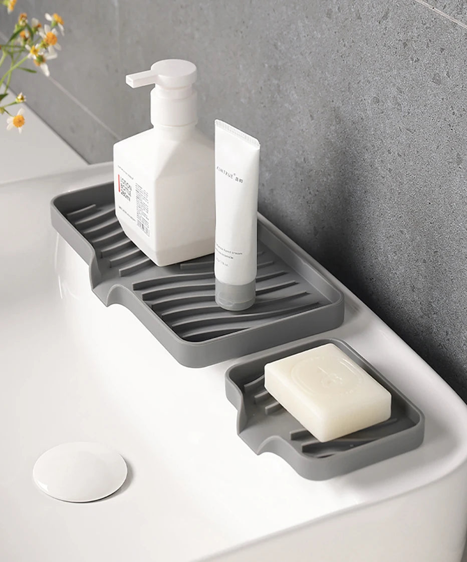 Gray Soap Dish Holder with bar of soap