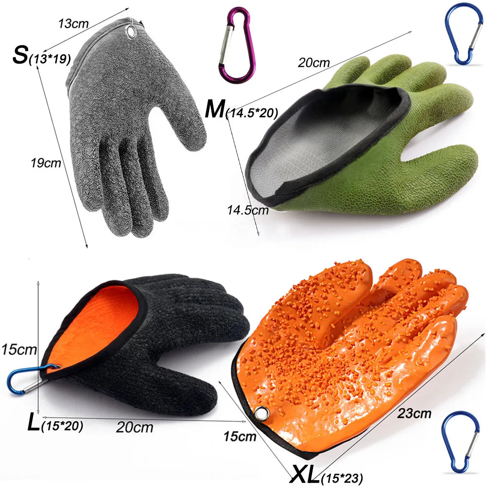 Different colors of fishing gloves