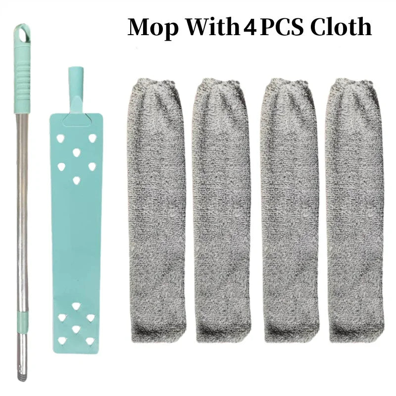 Retractable Dust Brush Mop with 4 PCS Cloth
