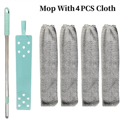 Retractable Dust Brush Mop with 4 PCS Cloth
