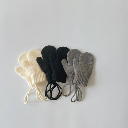 White, Black Gray Baby Infant winter gloves