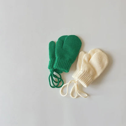 Green White Baby Infant winter gloves