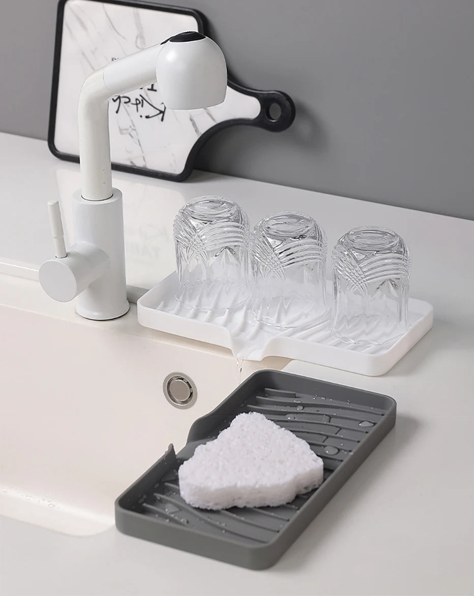 Glass on Sink with Soap Dish Holder